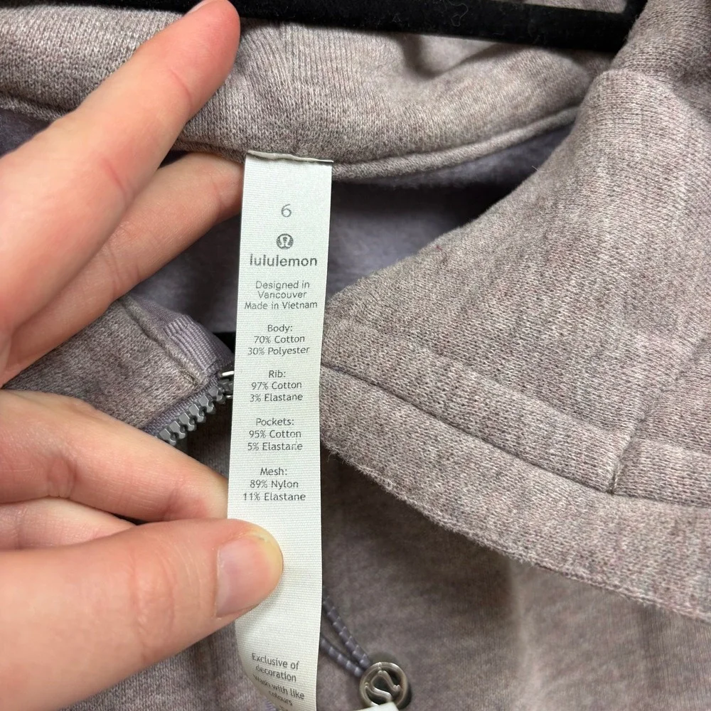 Lululemon‎ Full Zip Scuba Hoodie Jacket Women's 6 Color Purple/Gray
